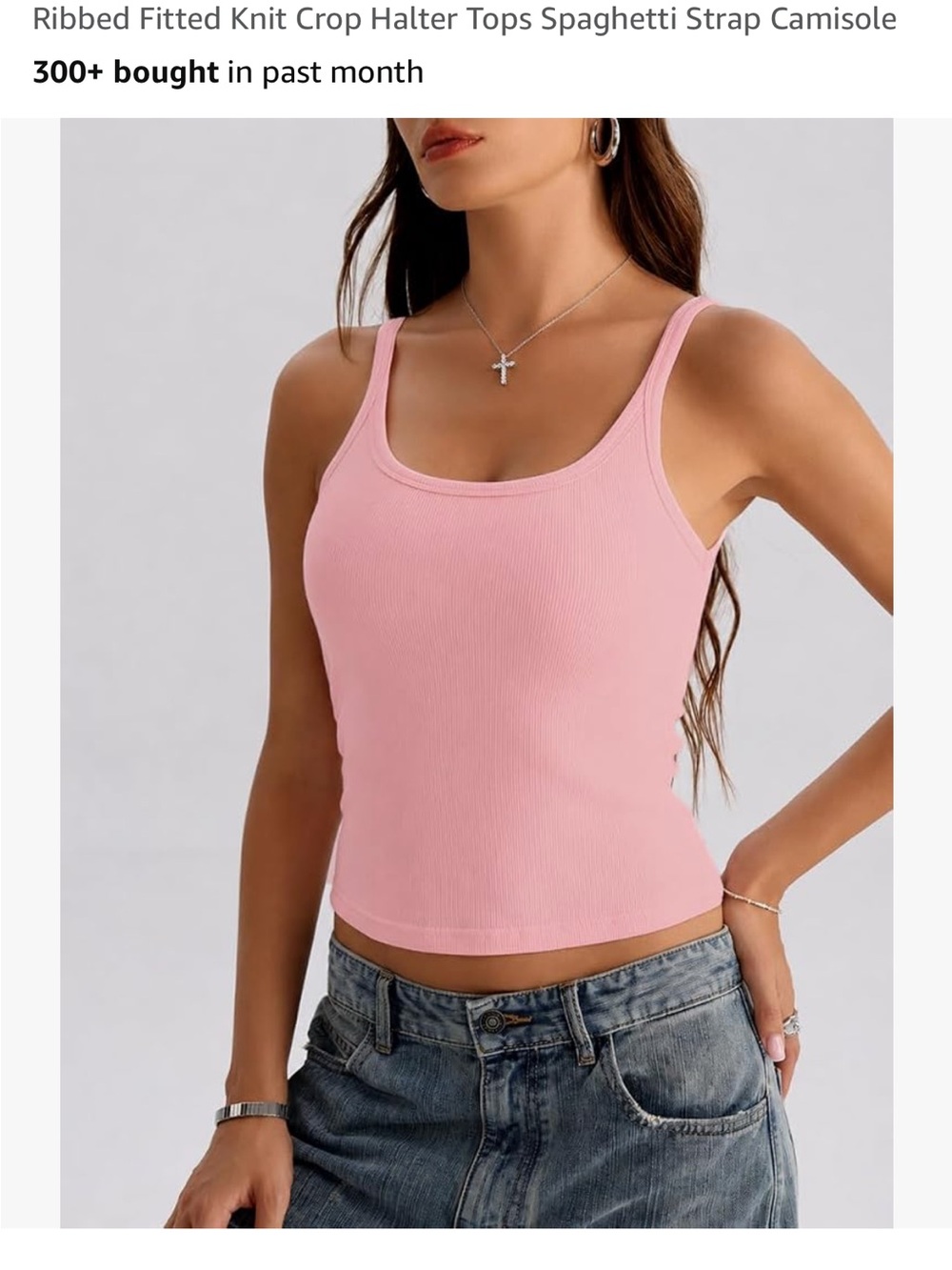 Light pink built-in bra tank top